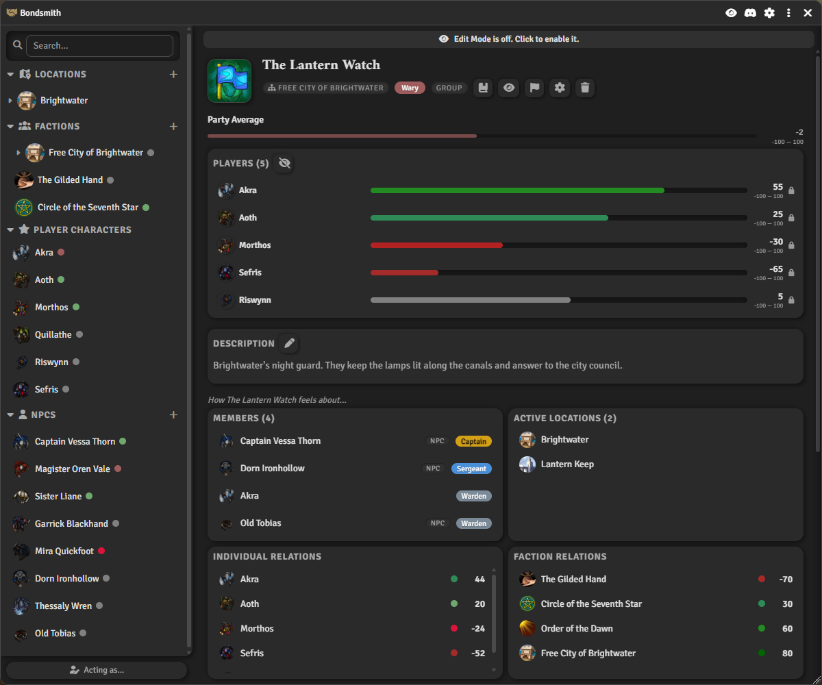 Faction detail