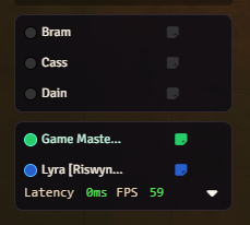 Reminders button in the player list