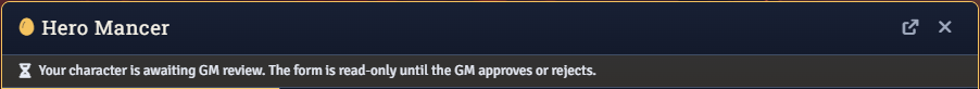 The pending submission banner shown to the player
