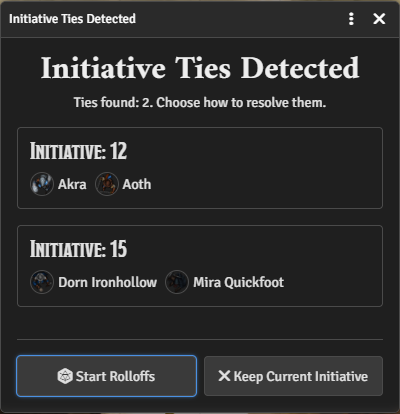Initiative tie notification