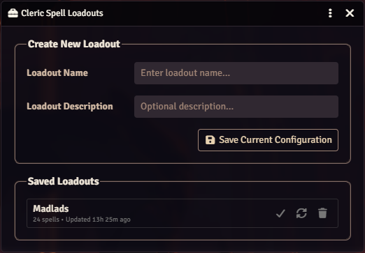 Loadout Selector dialog